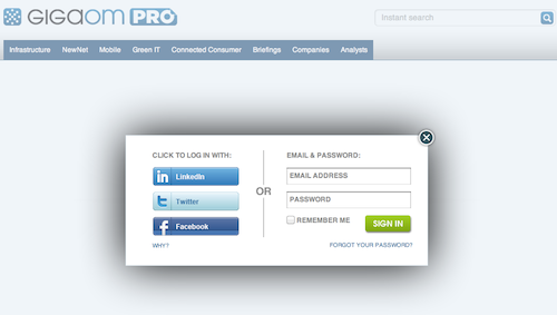 social login screen GigaOM Pro's new social login screen